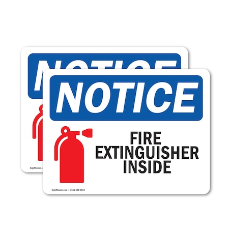Signmission Fire Extinguisher Inside Sign, Vinyl Decal, 5in W x 3.5in L, 2PK OS-2PACK-NS-D-35-L-12599